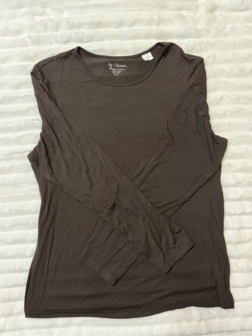 Chico's Dark Brown Long-Sleeve Crewneck Tee